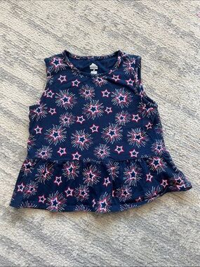 Way To Celebrate Star Peplum Tank Top - Red & White Stars